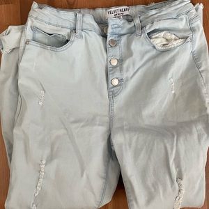 High rise skinny ankle length denim jeans